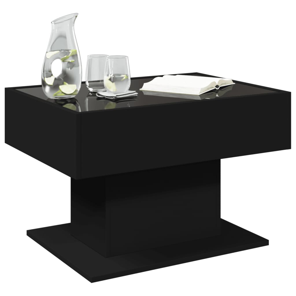 Tavolino Salotto con LED Nero 70x50x45 cm Legno Multistrato 847533