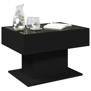 Tavolino Salotto con LED Nero 70x50x45 cm Legno Multistrato 847533