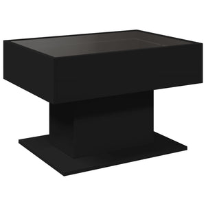 Tavolino Salotto con LED Nero 70x50x45 cm Legno Multistrato 847533