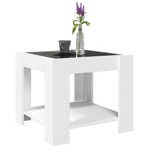 Tavolino Salotto con LED Bianco 53x53x45 cm Legno Multistrato 847539