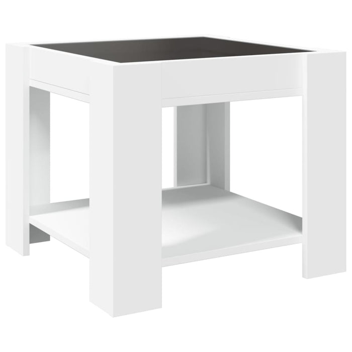 Tavolino Salotto con LED Bianco 53x53x45 cm Legno Multistrato 847539