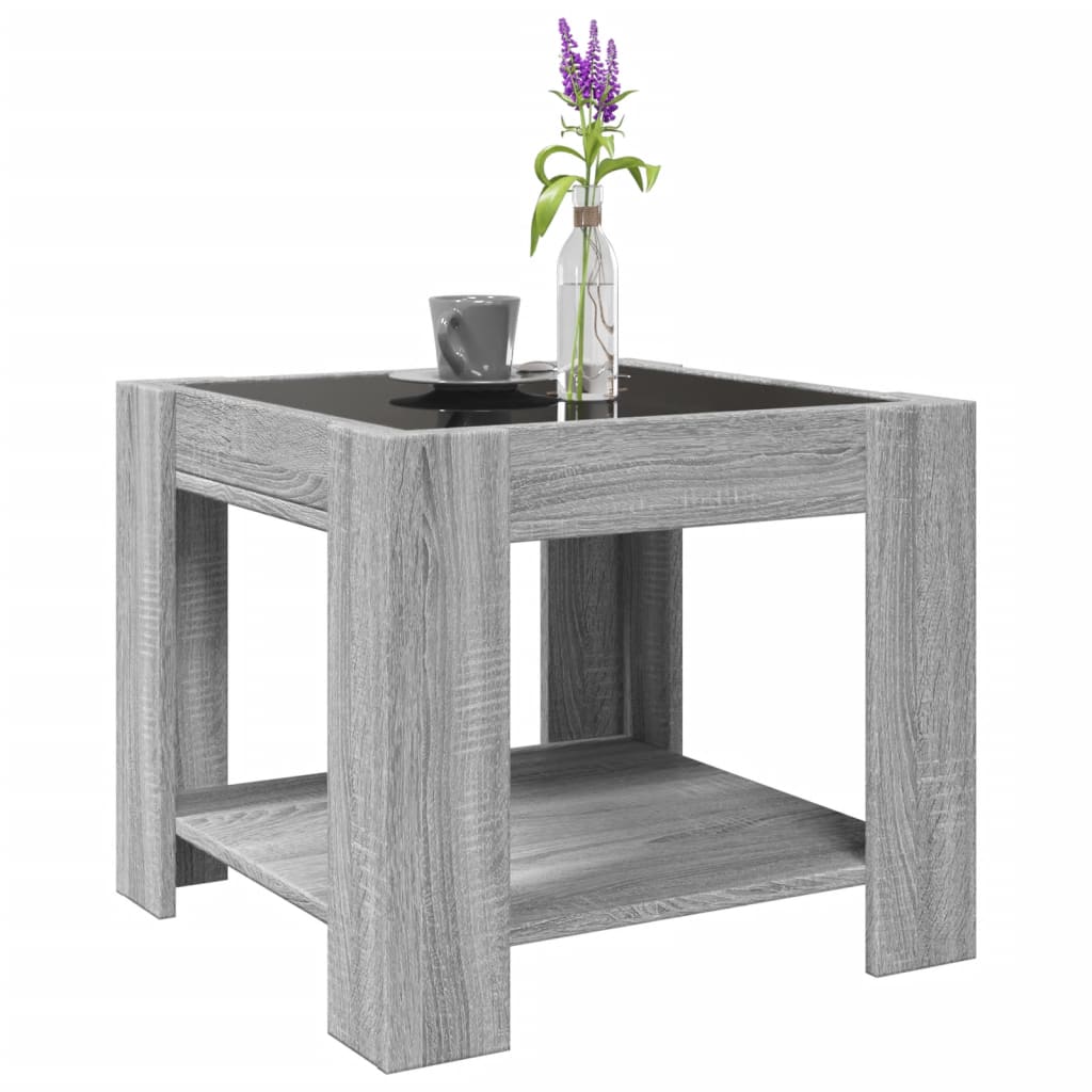 Tavolino Salotto con LED Grigio Sonoma 53x53x45 cm Multistrato 847544