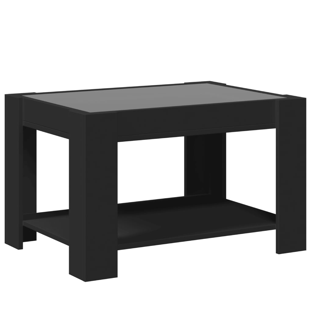 Tavolino Salotto con LED Nero 73x53x45 cm Legno Multistrato 847547