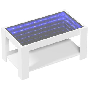 Tavolino Salotto con LED Bianco 93x53x45 cm Legno Multistrato 847553