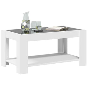 Tavolino Salotto con LED Bianco 93x53x45 cm Legno Multistrato 847553