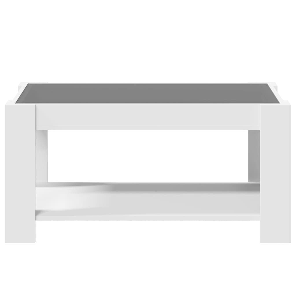 Tavolino Salotto con LED Bianco 93x53x45 cm Legno Multistrato 847553