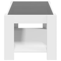 Tavolino Salotto con LED Bianco 93x53x45 cm Legno Multistrato 847553