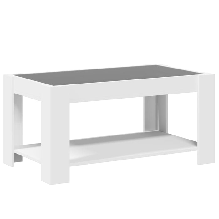 Tavolino Salotto con LED Bianco 93x53x45 cm Legno Multistrato 847553