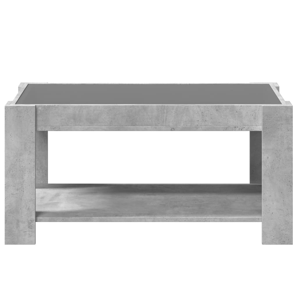 Tavolino Salotto con LED Grigio Cemento 93x53x45 cm Multistrato 847556