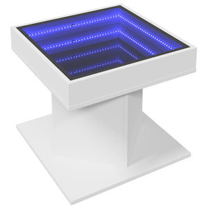 Tavolino Salotto con LED Bianco 50x50x45 cm Legno Multistrato 847560