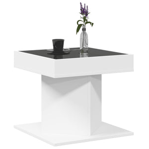 Tavolino Salotto con LED Bianco 50x50x45 cm Legno Multistrato 847560