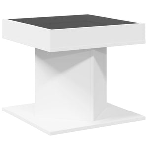 Tavolino Salotto con LED Bianco 50x50x45 cm Legno Multistrato 847560