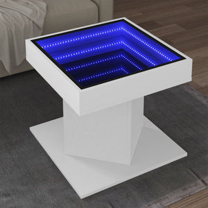 Tavolino Salotto con LED Bianco 50x50x45 cm Legno Multistrato 847560