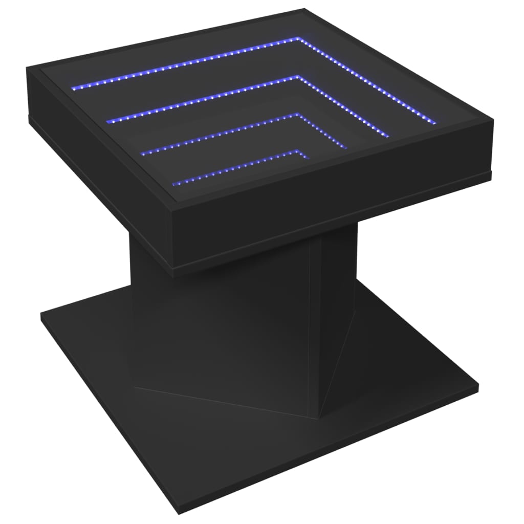 Tavolino Salotto con LED Nero 50x50x45 cm Legno Multistrato 847561