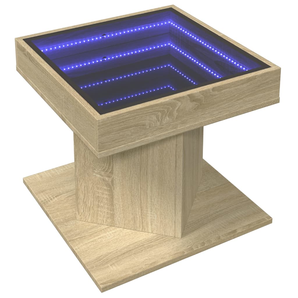 Tavolino Salotto con LED Rovere Sonoma 50x50x45 cm Multistrato 847562