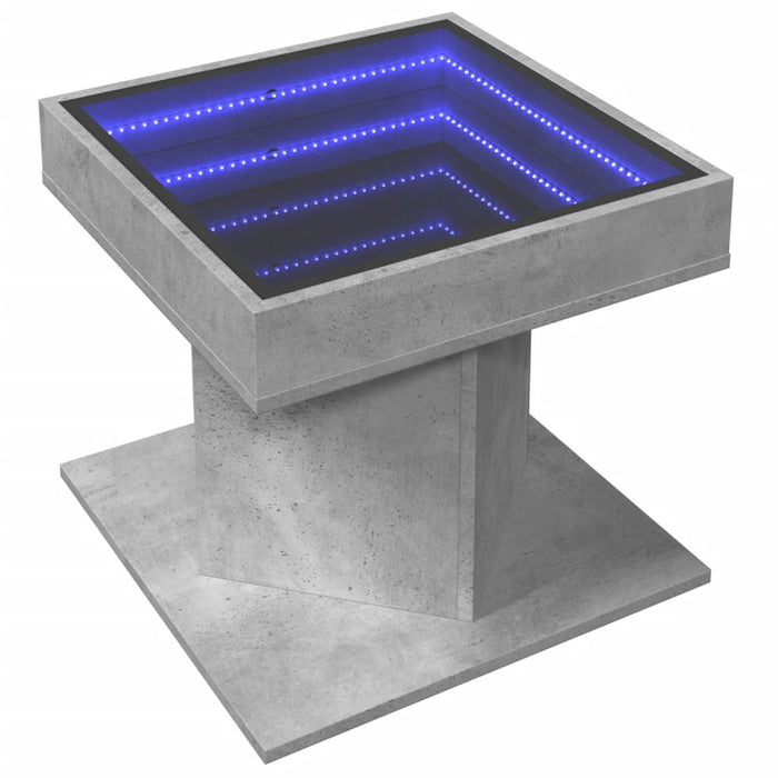 Tavolino Salotto con LED Grigio Cemento 50x50x45 cm Multistrato 847563