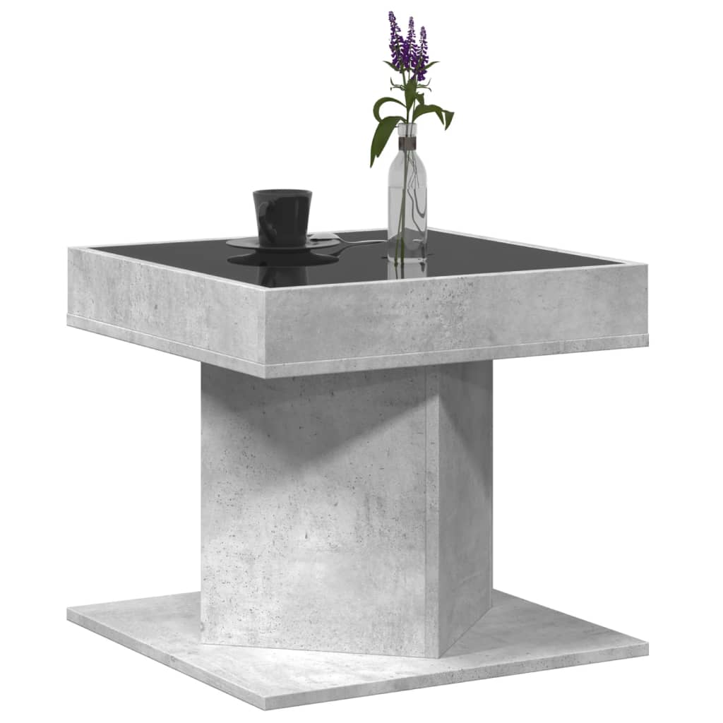 Tavolino Salotto con LED Grigio Cemento 50x50x45 cm Multistrato 847563