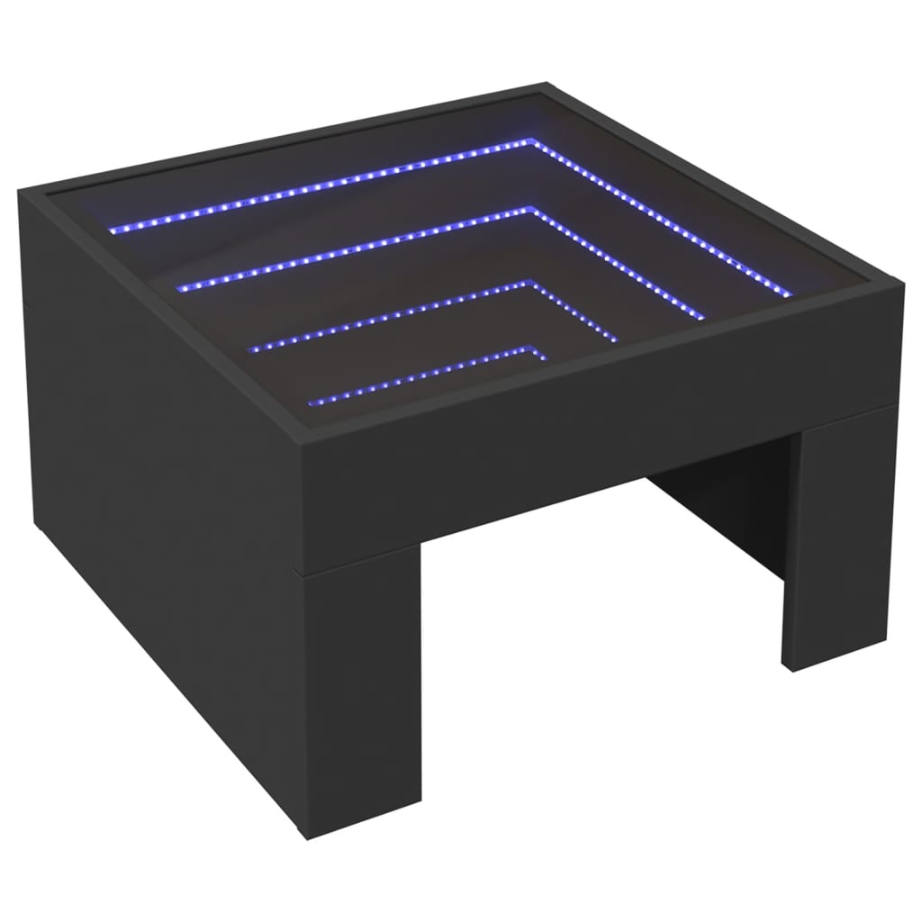 Tavolino da Salotto con LED Infinity Nero 50x50x30 cm 847603