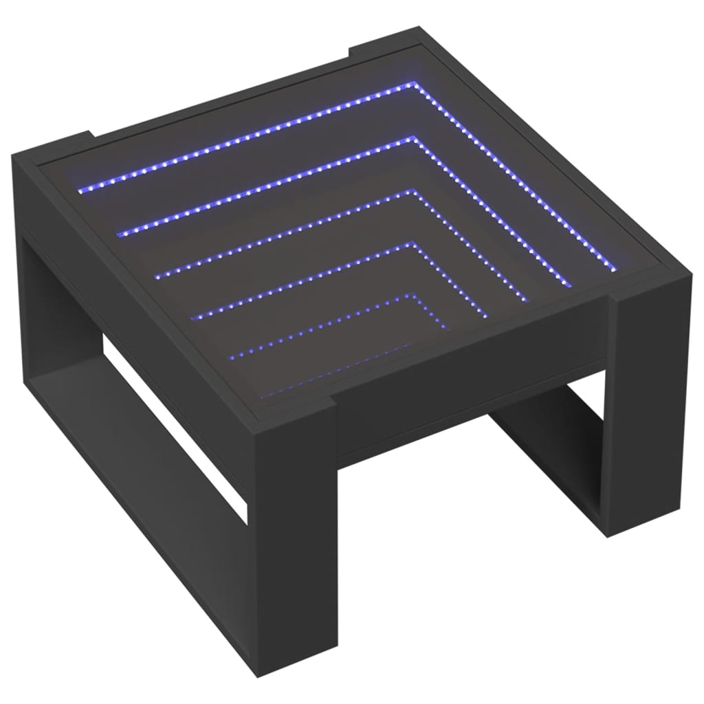 Tavolino da Salotto con LED Infinity Nero 50x53x30 cm 847624