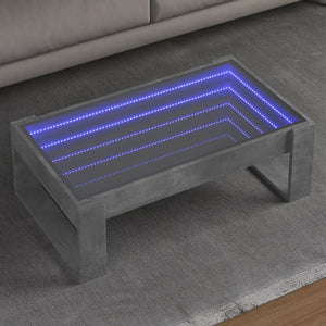 Tavolino da Salotto con LED Infinity Grigio Cemento 90x53x30 cm 847640