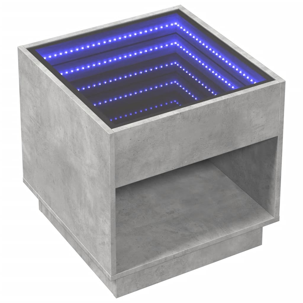 Tavolino da Salotto con LED Infinity Grigio Cemento 50x50x50 cm 847654