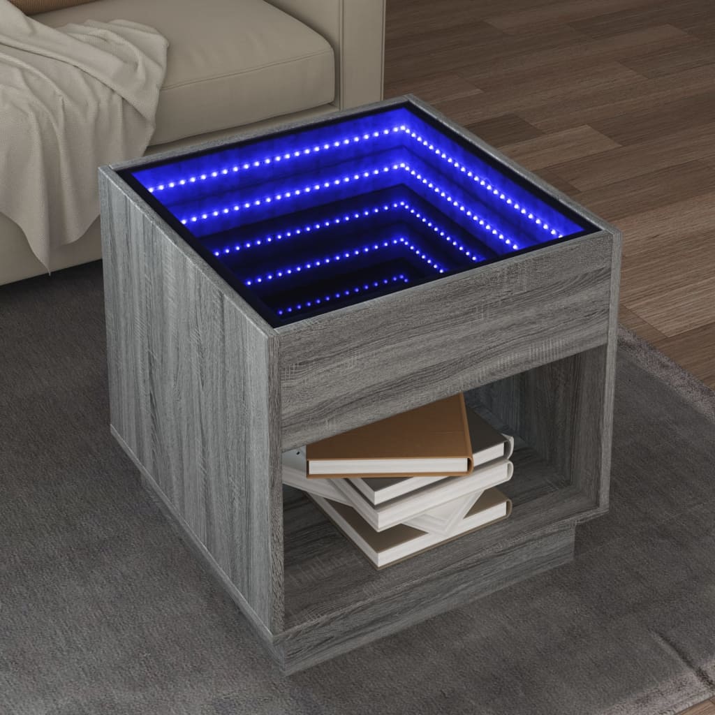 Tavolino da Salotto con LED Infinity Rovere Sonoma 50x50x50 cm 847656