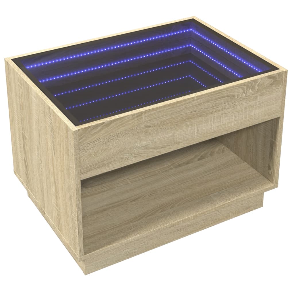 Tavolino da Salotto con LED Infinity Rovere Sonoma 70x50x50 cm 847660