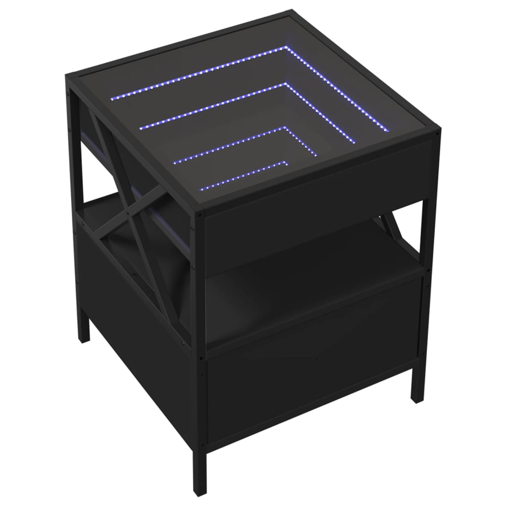 Tavolino da Salotto con LED Infinity Nero 40x40x51 cm 847717