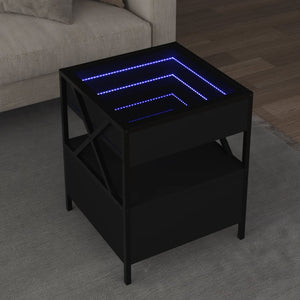 Tavolino da Salotto con LED Infinity Nero 40x40x51 cm 847717