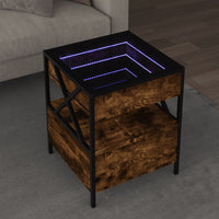 Tavolino da Salotto con LED Infinity Rovere Fumo 40x40x51 cm 847719