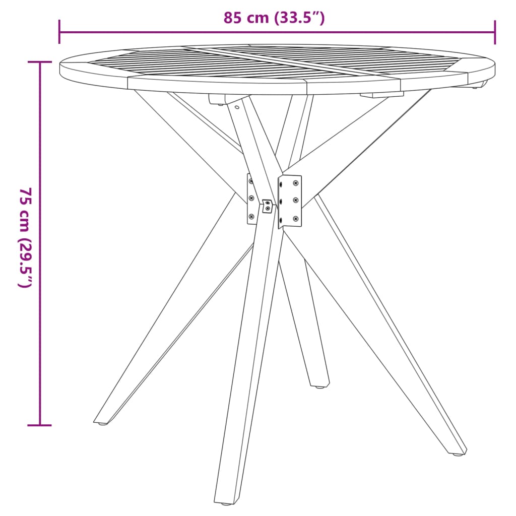 Set da Pranzo per Giardino 3 pz in Legno Massello di Acacia 3283571