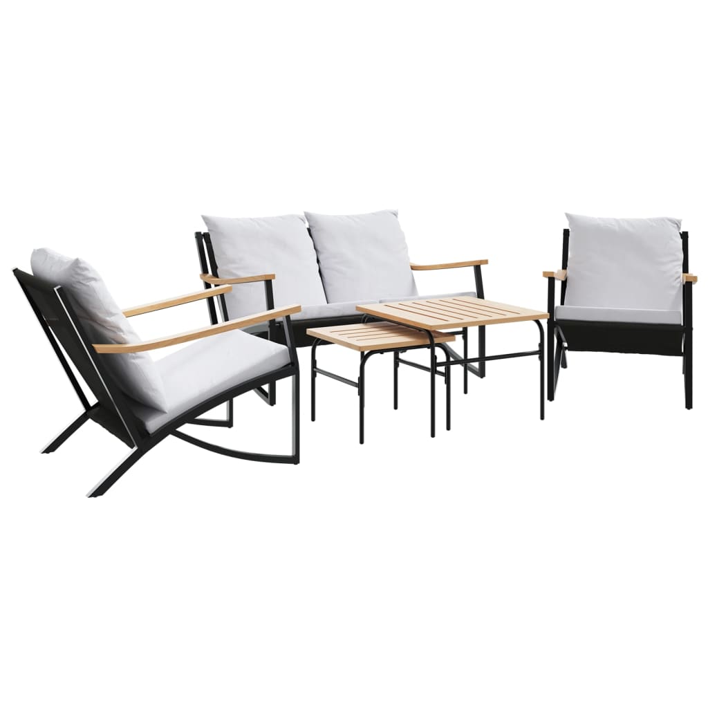 Set Mobili da Balcone 5 pz con Cuscini Nero in Acciaio 3283638