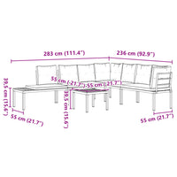 Set Panche Giardino Cuscini 5pz Nero Acciaio Verniciato Polvere 3283643