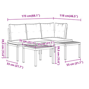 Set Panche Giardino Cuscini 3pz Nero Acciaio Verniciato Polvere 3283648