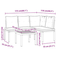 Set Panche Giardino Cuscini 3pz Nero Acciaio Verniciato Polvere 3283649