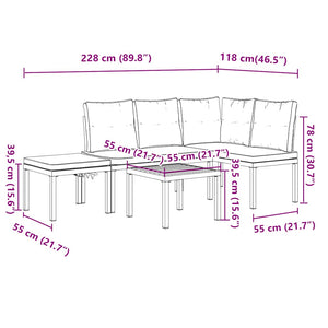 Set Panche Giardino Cuscini 4pz Nero Acciaio Verniciato Polvere 3283652