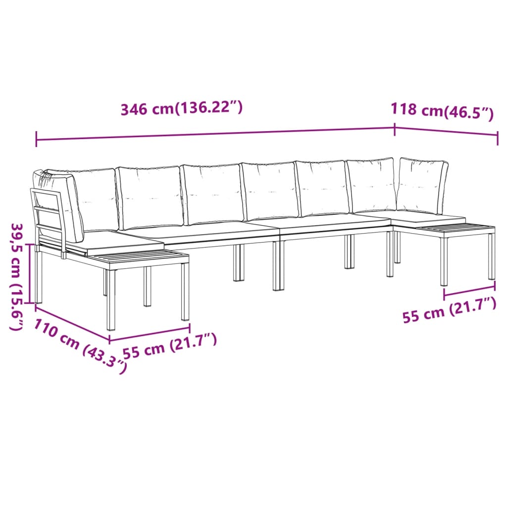 Divani Giardino con Cuscini 4pz Neri Acciaio Verniciato Polvere 3283670