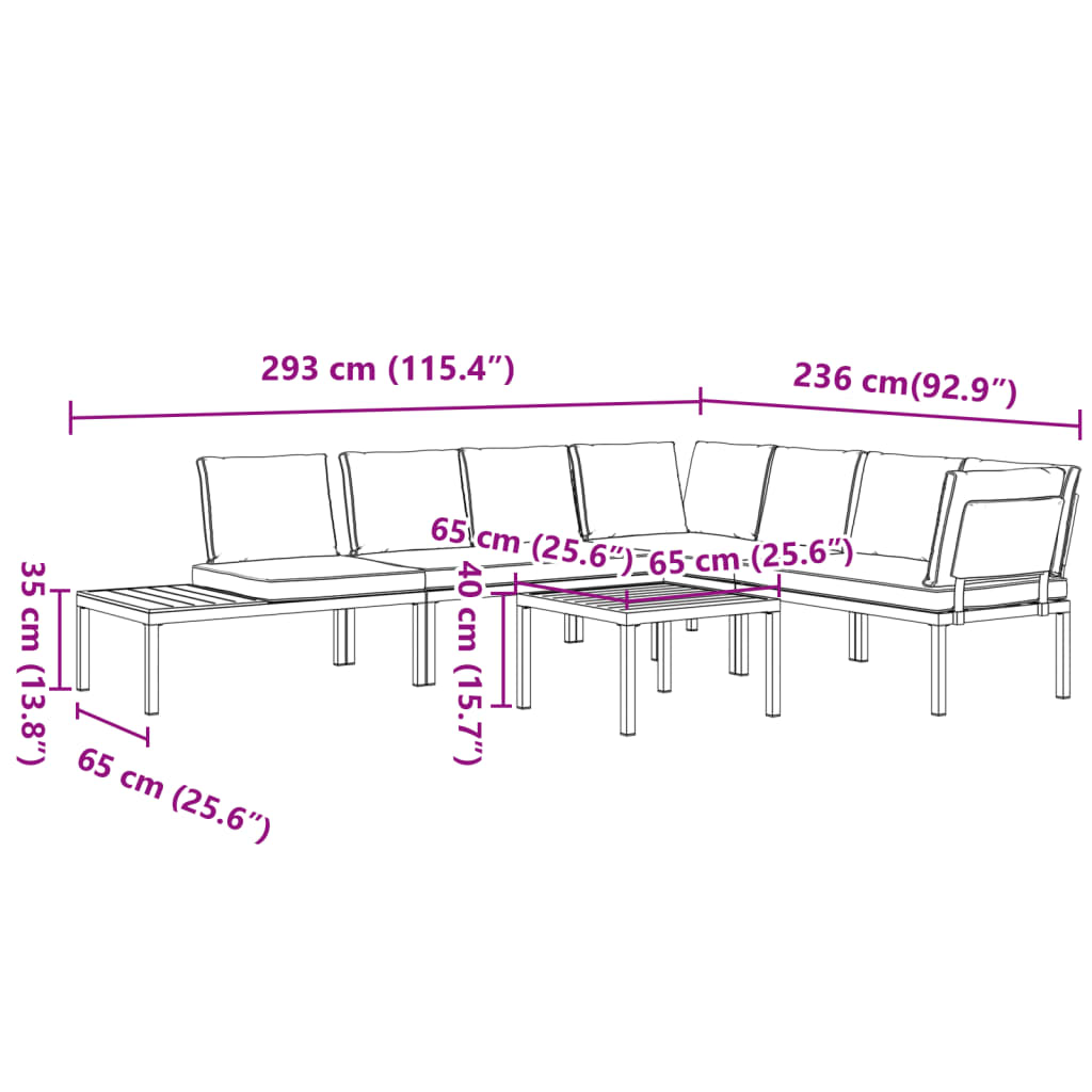 Set Divani da Giardino 5 pz con Cuscini in Alluminio Nero 3283681