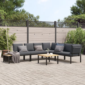 Set Divani da Giardino 5 pz con Cuscini in Alluminio Nero 3283681