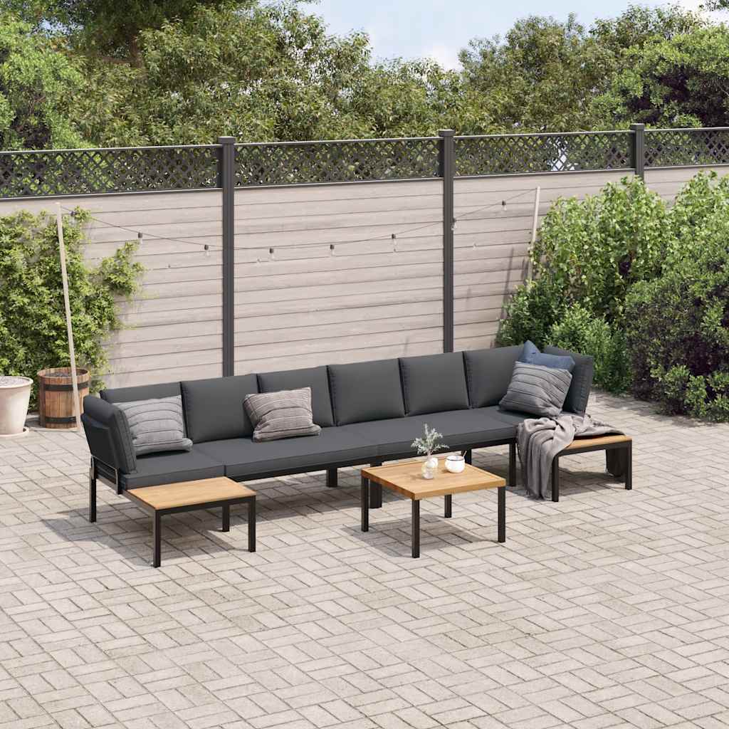 Set Divani da Giardino 5 pz con Cuscini in Alluminio Nero 3283693