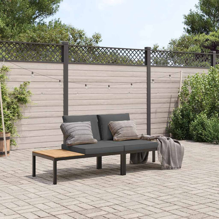 Set Divani da Giardino 2 pz con Cuscini in Alluminio Nero 3283705