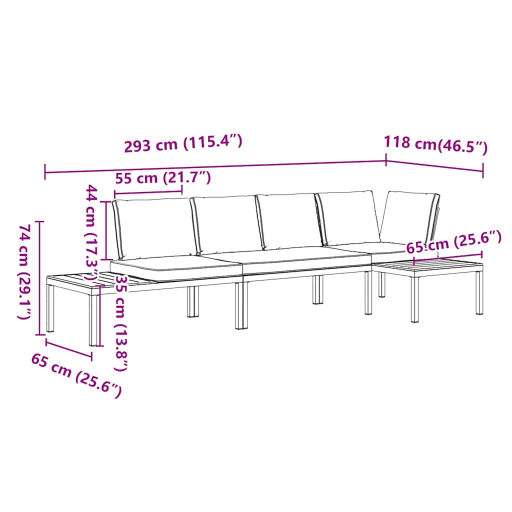 Set Divani da Giardino 3 pz con Cuscini in Alluminio Nero 3283707