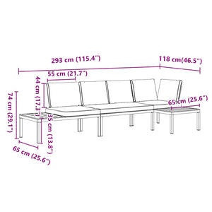 Set Divani da Giardino 3 pz con Cuscini in Alluminio Nero 3283707