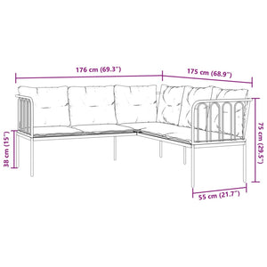 Set Divano da Giardino con Cuscini Nero Acciaio e Textilene 3283741