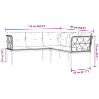 Set Divano da Giardino con Cuscini Nero Acciaio e Textilene 3283747