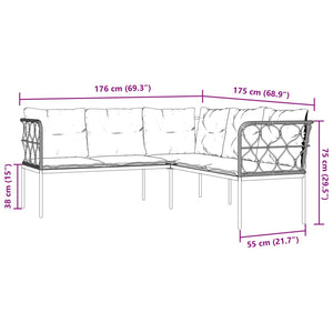 Set Divano da Giardino con Cuscini Nero Acciaio e Textilene 3283747