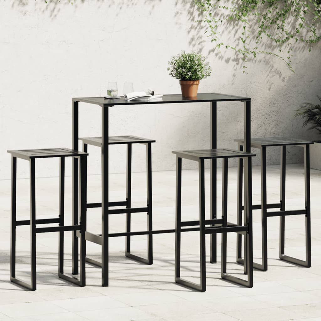 Set Bar da Giardino 5pz Nero in Acciaio Verniciato a Polvere 3283751