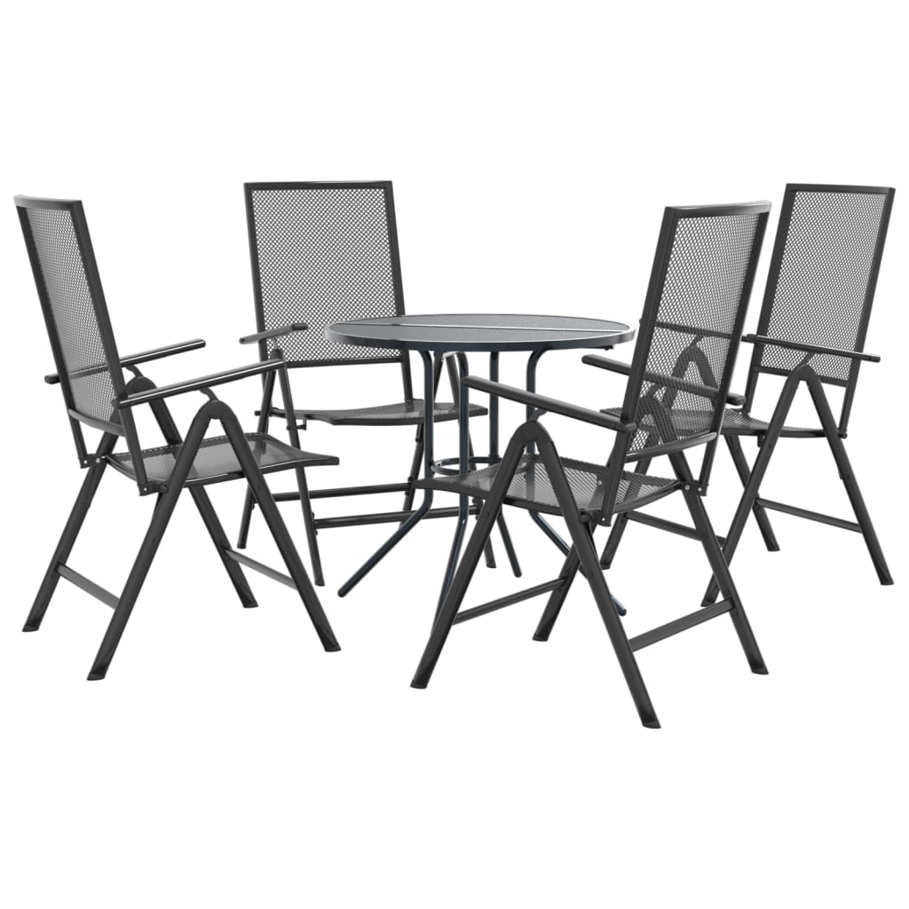 Set Sedie Giardino Reclinabili 5pz Antracite Acciaio Verniciato 3283761