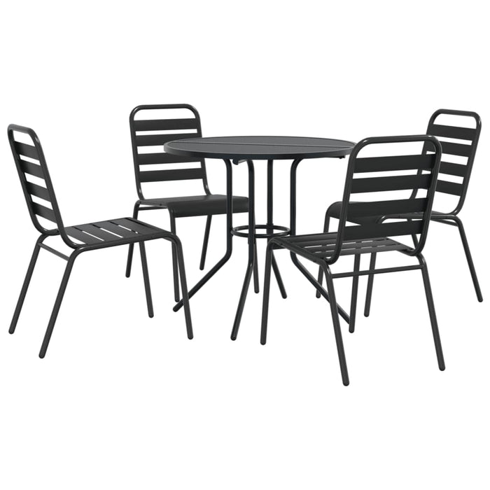 Set Sedie Giardino Impilabili 5pz Antracite Acciaio Verniciato 3283765