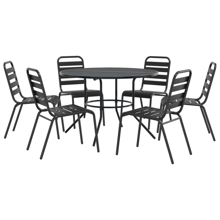 Set Sedie Giardino Impilabili 7pz Antracite Acciaio Verniciato 3283767